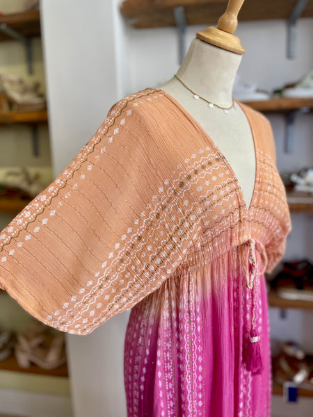 Boho Ombre Maxi Dress | Orange/Pink