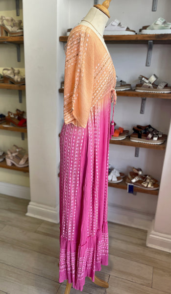 Boho Ombre Maxi Dress | Orange/Pink