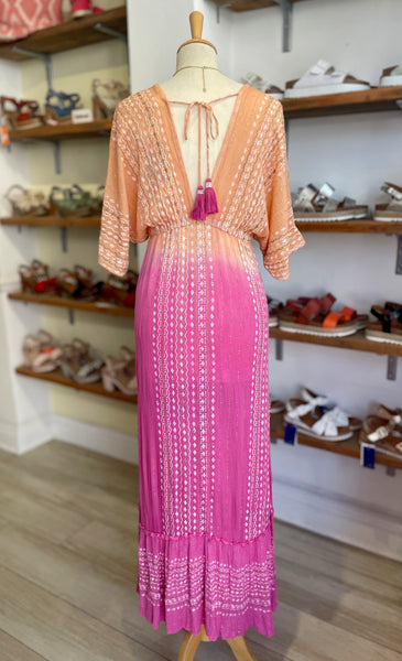 Boho Ombre Maxi Dress | Orange/Pink