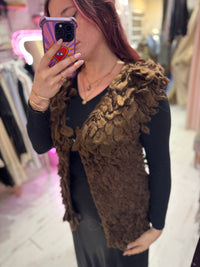 Looped Textured Knit Waistcoat | Chocolate Brown