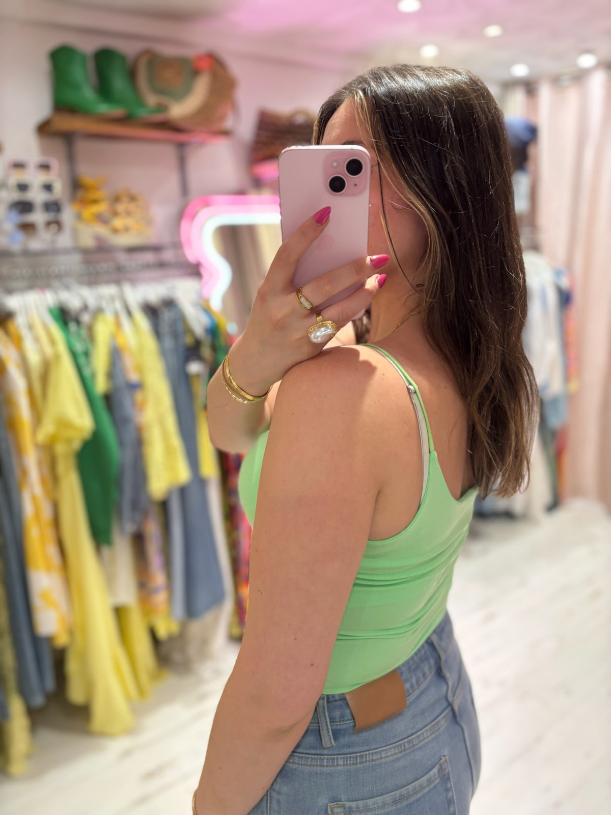 Basic Strappy Camisole | Neon Lime