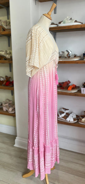 Boho Ombre Maxi Dress | Pale Pink