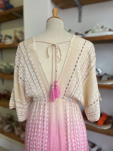 Boho Ombre Maxi Dress | Pale Pink