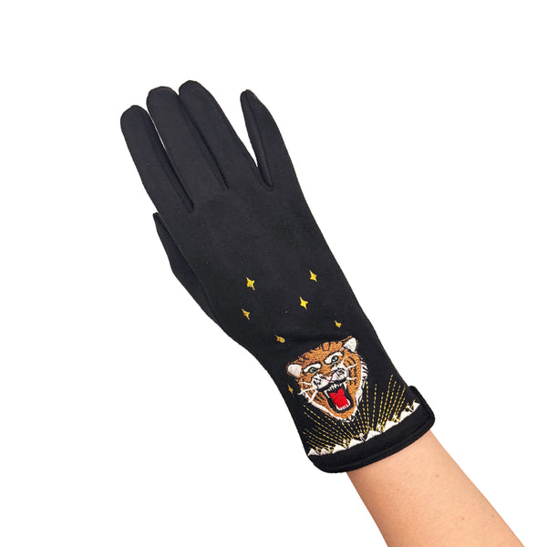 Inked Embroidered Tiger Gloves