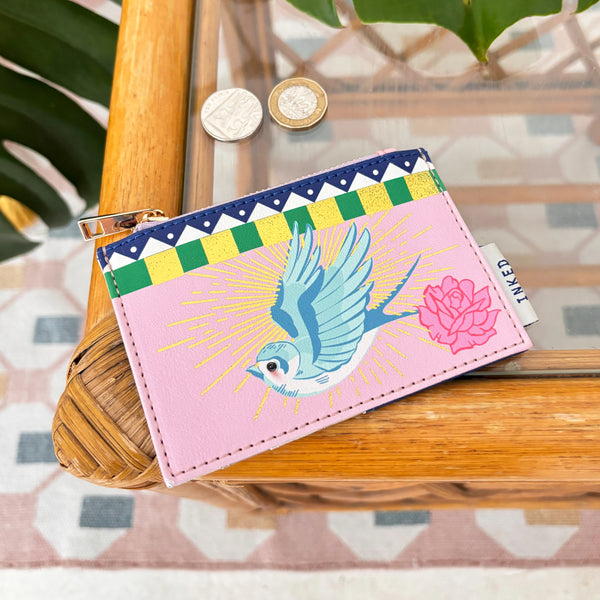 Inked Bird Zip Purse