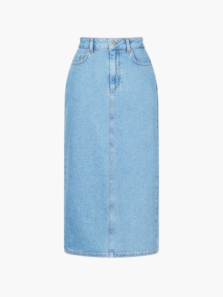 Sunwashed Stretched Denim Midi Skirt | J3UAH | Blue