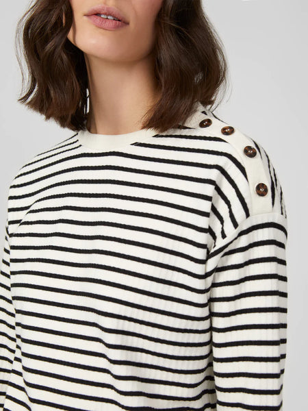 Stripe Rib Button Detail Top | J6VAH | Milk/Black