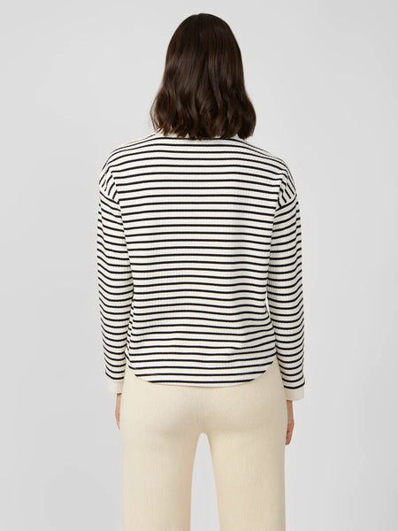 Stripe Rib Button Detail Top | J6VAH | Milk/Black