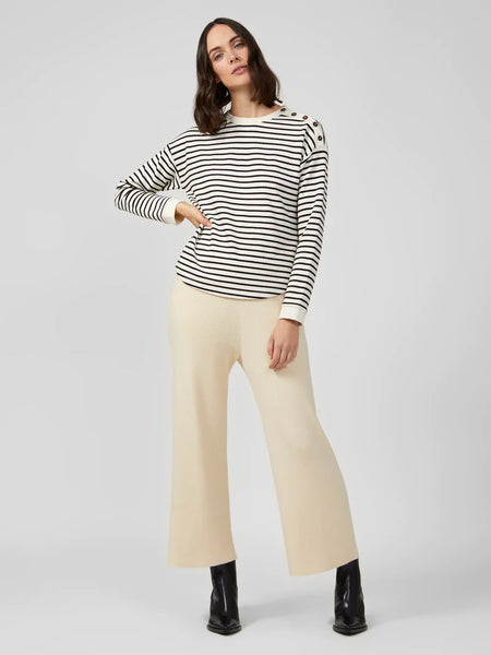 Stripe Rib Button Detail Top | J6VAH | Milk/Black