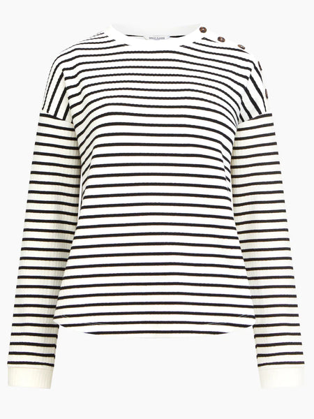 Stripe Rib Button Detail Top | J6VAH | Milk/Black