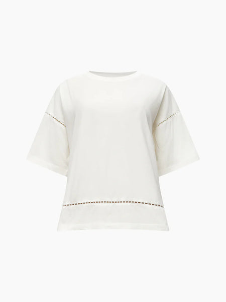 Ladder Lace Jersey Short Sleeve Top | J6WAC | Milk