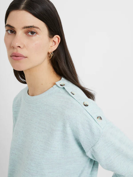 Super Soft Jersey Button Sweatshirt | J7WAF | Aqua Green