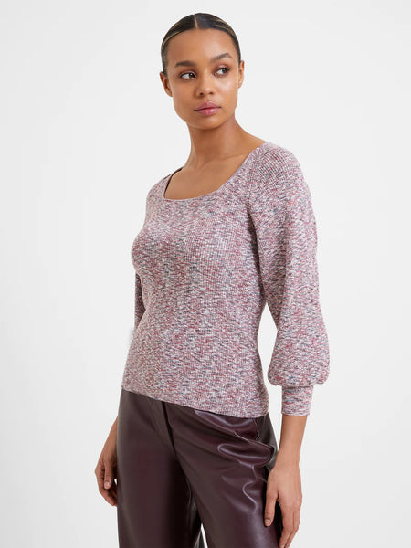 Autumn Marl Knit Square Neck Jumper | J8VAJ | Wine Marl