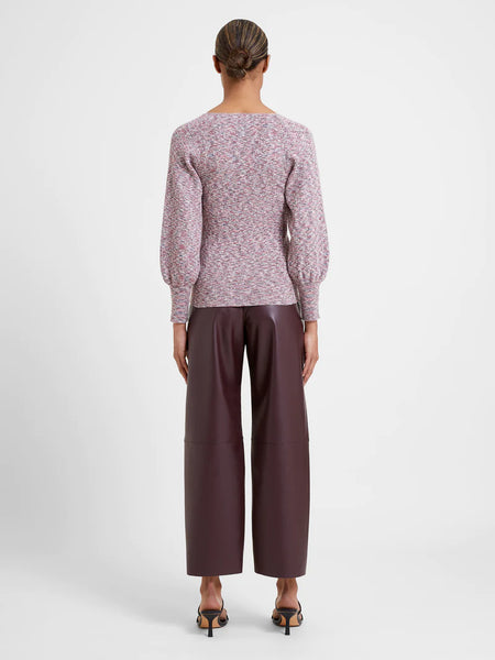 Autumn Marl Knit Square Neck Jumper | J8VAJ | Wine Marl