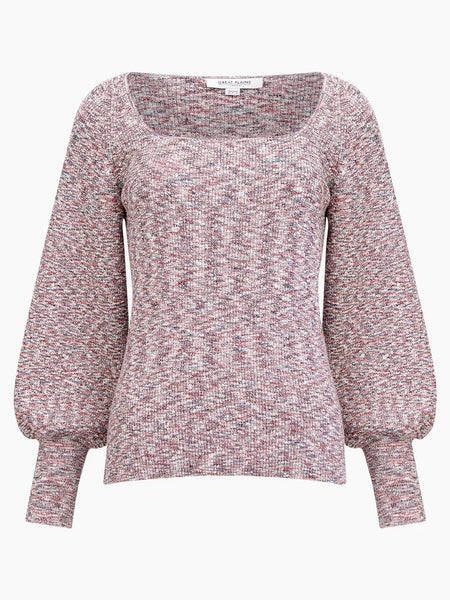 Autumn Marl Knit Square Neck Jumper | J8VAJ | Wine Marl
