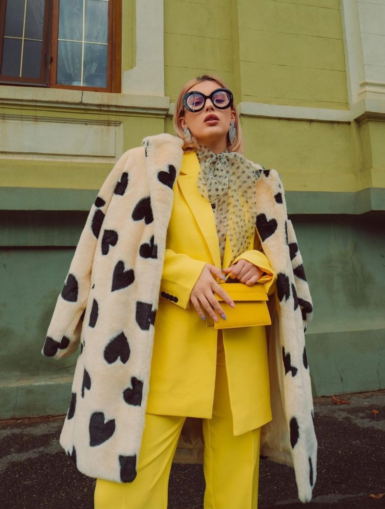 Jayley | Lola Love Heart Faux Fur Coat | Cream