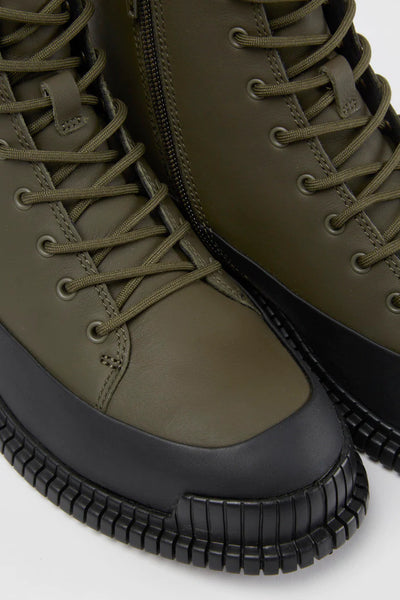 Camper | Pix Lace Up Leather Boot | Olive Green