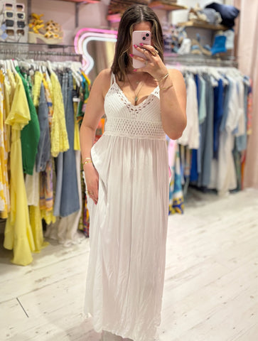 Knitted Top Maxi Dress | White