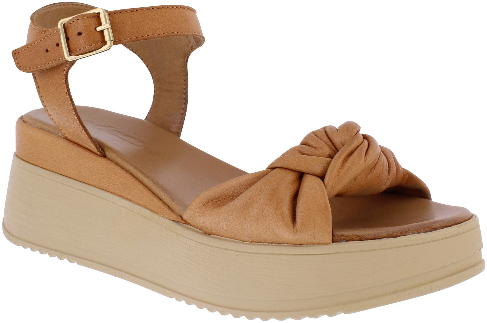 Adesso | Kera Leather Wedge Sandal | Tan