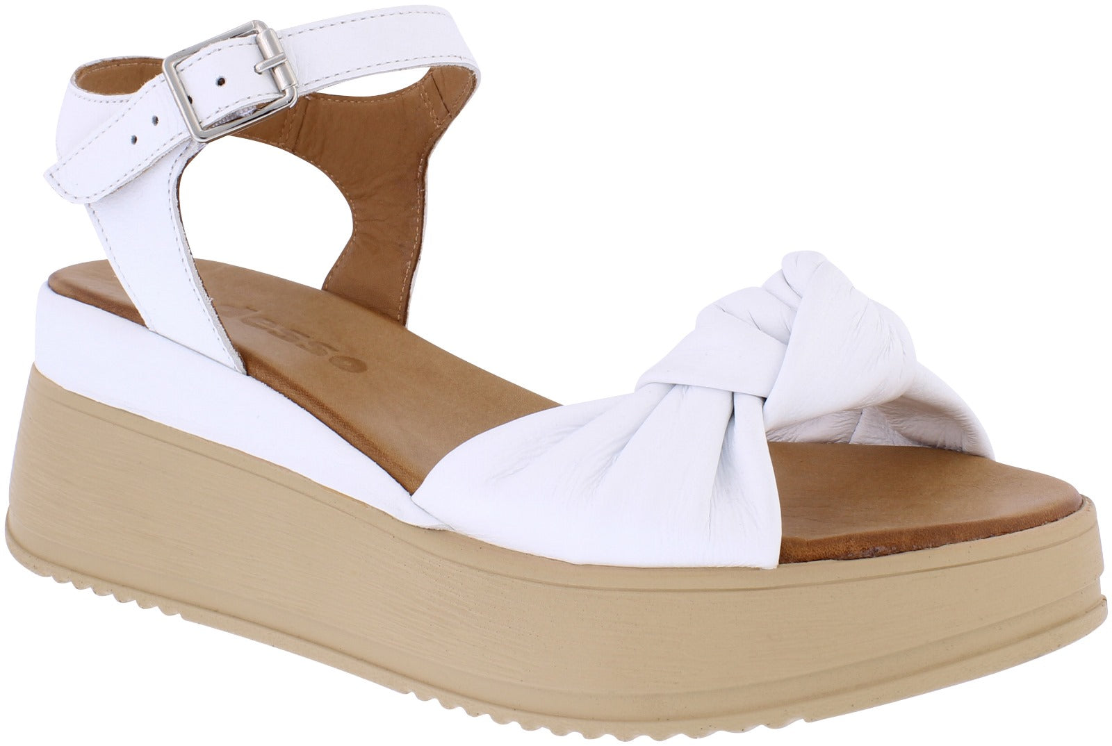 Adesso | Kera Leather Wedge Sandal | White