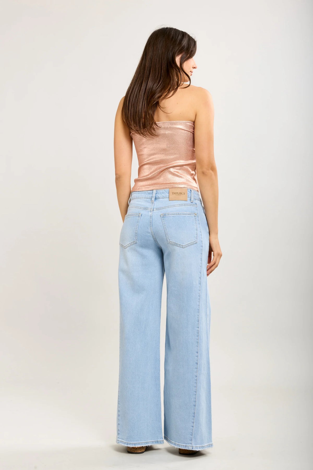 Toxik3 Wide Leg Stretch Jeans with Rhinestone Buttons | Light Wash