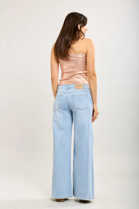 Toxik3 Wide Leg Stretch Jeans with Rhinestone Buttons | Light Wash