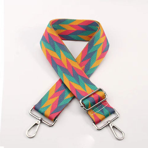 Geometric Leaf Bag Strap | Rose Multi