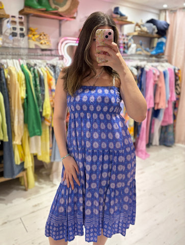 Louisa Printed 2-in-1 Dress and Skirt | Blue/Purple Boho Print