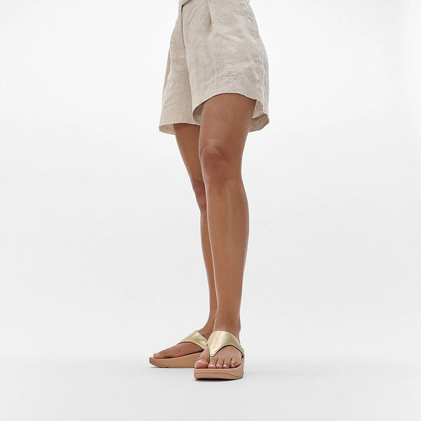 Fitflop|LULU Metallic Leather Toe-Post Sandals platino