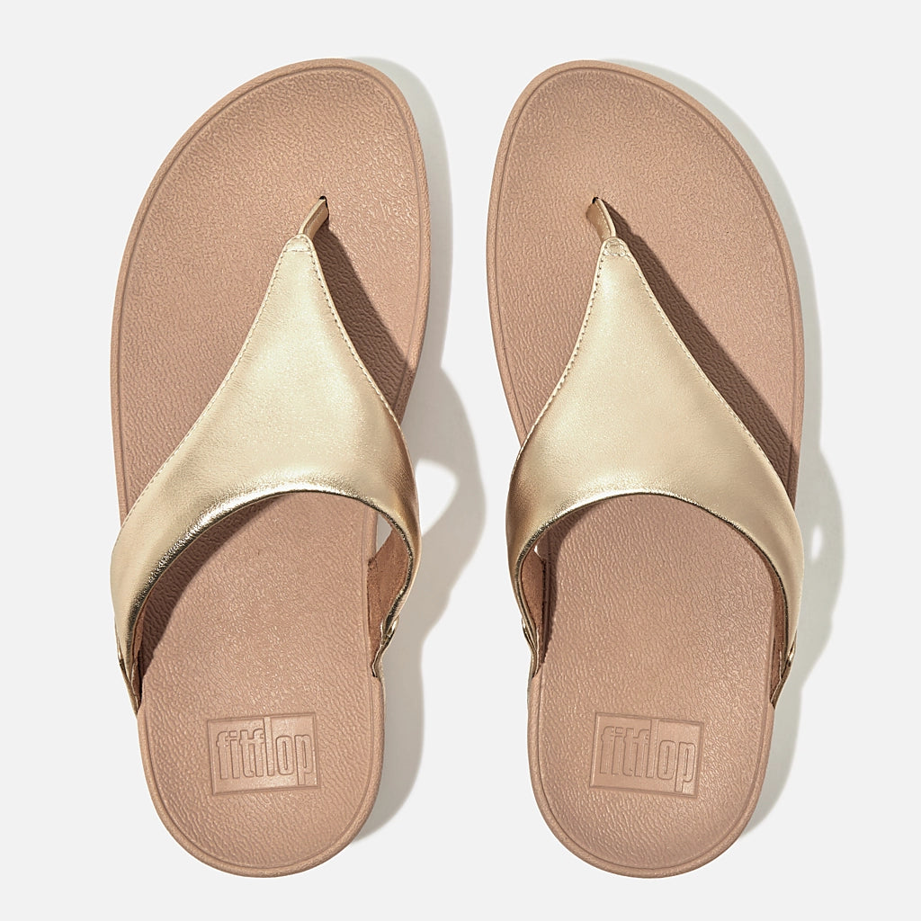Fitflop|LULU Metallic Leather Toe-Post Sandals platino