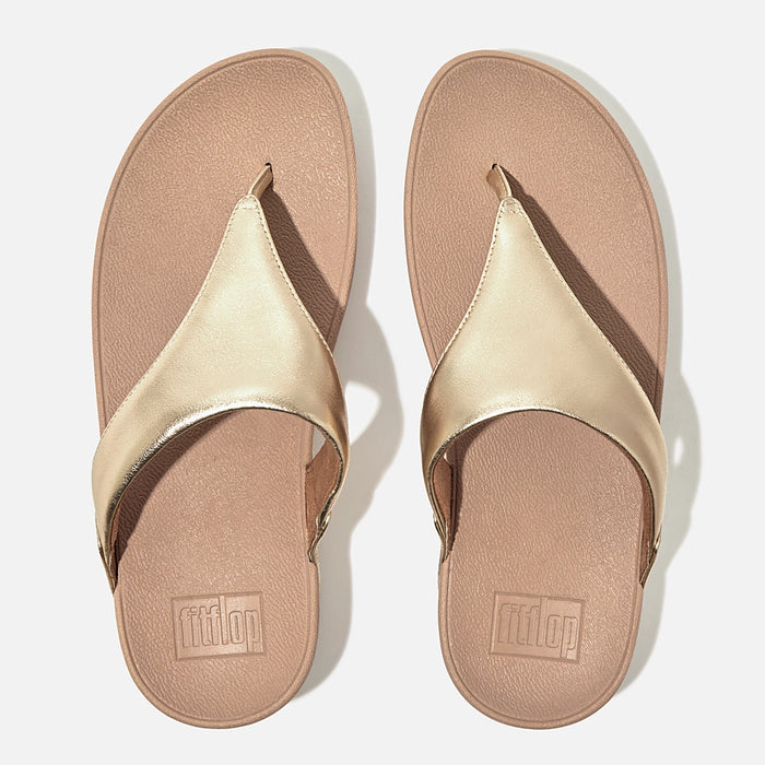 Fitflop|LULU Metallic Leather Toe-Post Sandals platino