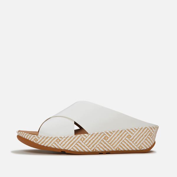 Fitflop|LULU Lux Graphic-Weave Leather Cross Slides