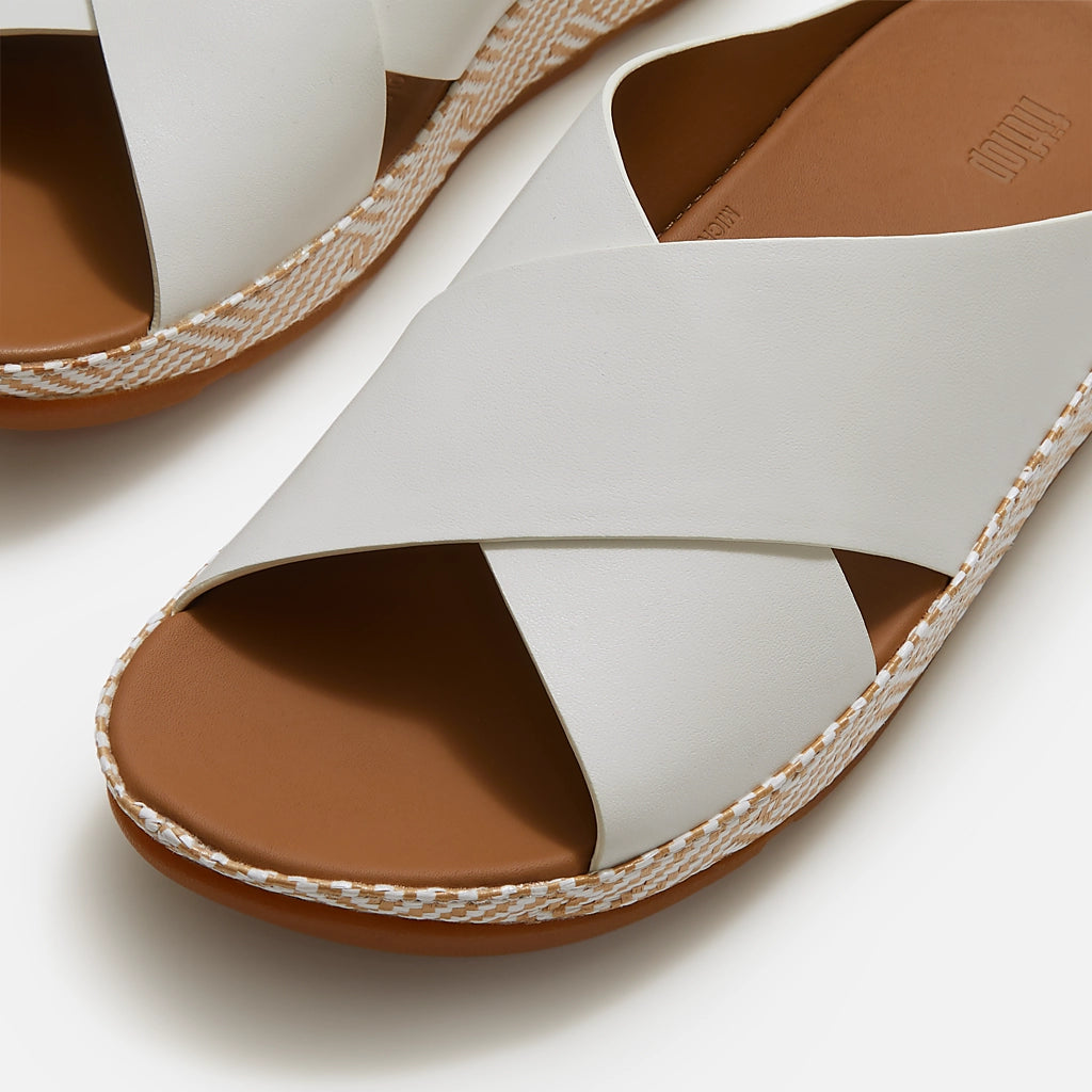 Fitflop|LULU Lux Graphic-Weave Leather Cross Slides