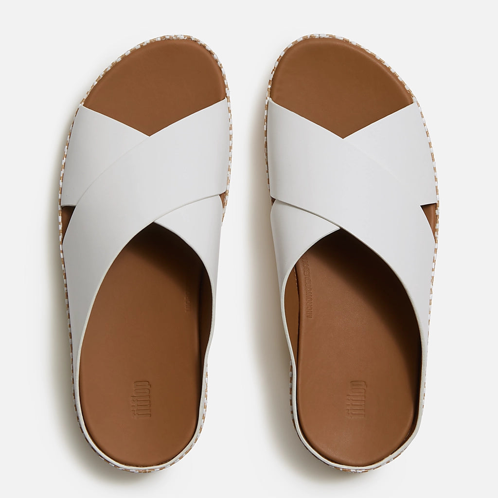 Fitflop|LULU Lux Graphic-Weave Leather Cross Slides