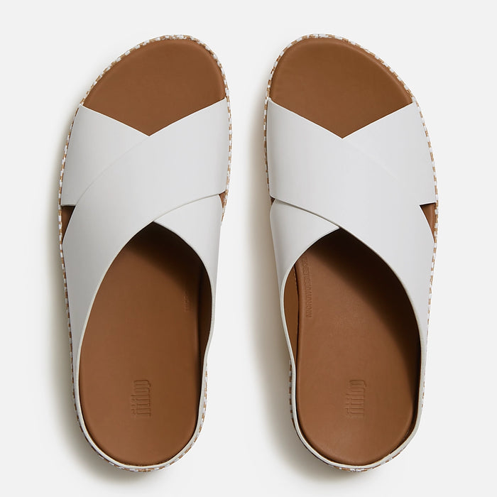 Fitflop|LULU Lux Graphic-Weave Leather Cross Slides