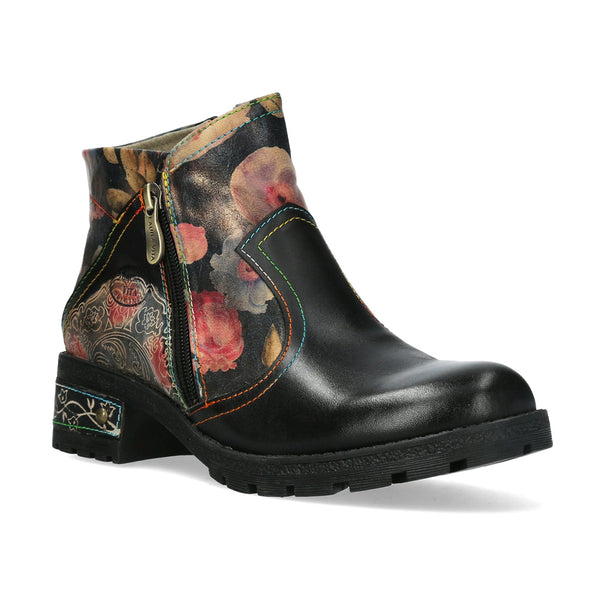 Laura Vita | Cocrailo 74 Floral Ankle Boot | Black Multi