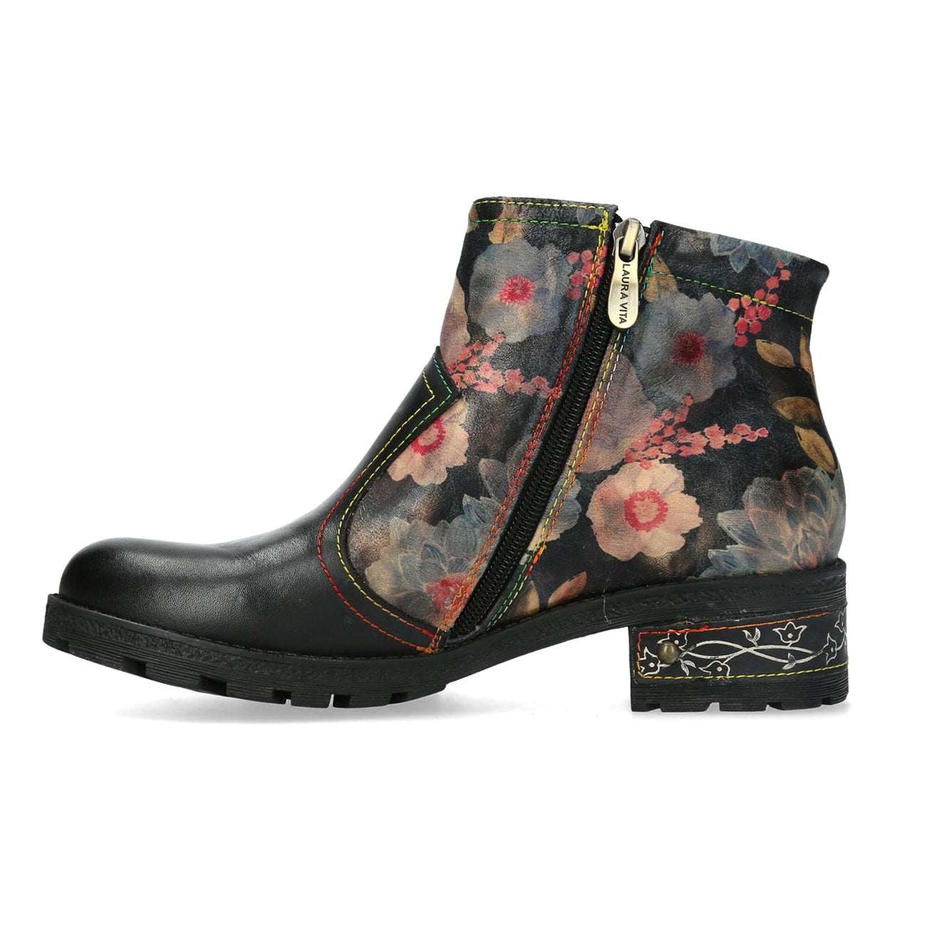 Laura Vita | Cocrailo 74 Floral Ankle Boot | Black Multi
