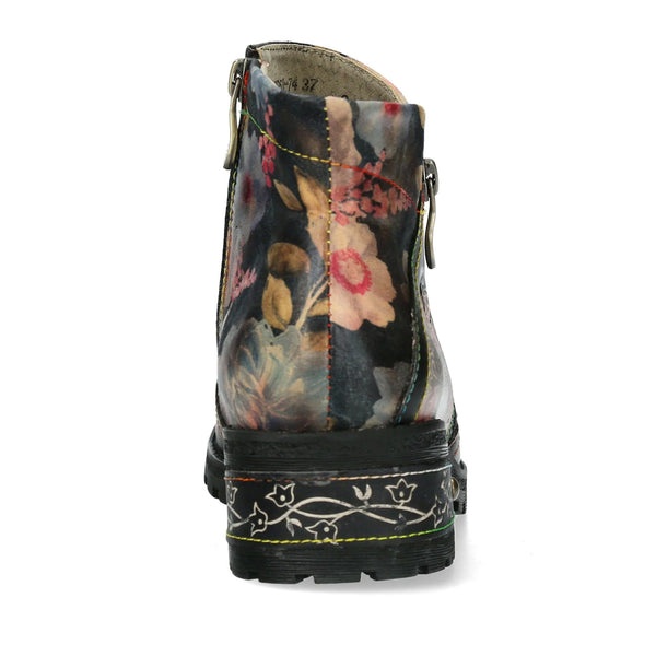 Laura Vita | Cocrailo 74 Floral Ankle Boot | Black Multi
