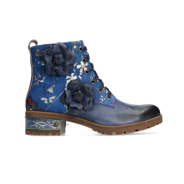 Laura Vita | Cocrailo 47 Floral Ankle Boot | Blue