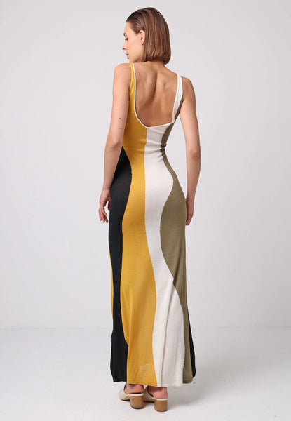Abstract Print Soft Knit Maxi Dress | Multi
