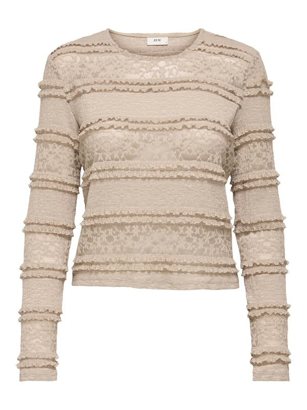 JDYSarah L/S Lace Top | Hummus/Beige