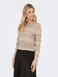 JDYSarah L/S Lace Top | Hummus/Beige