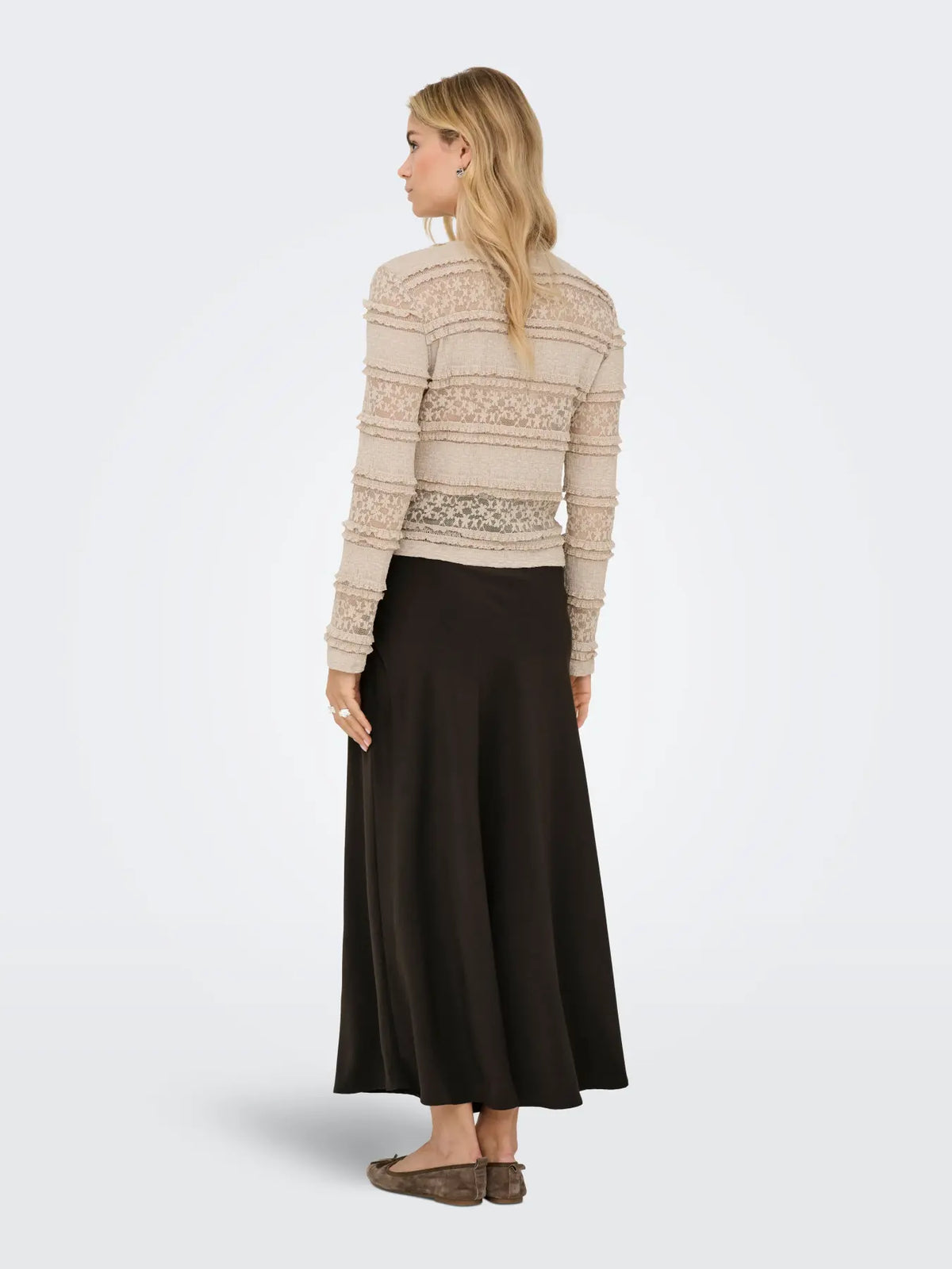 JDYSarah L/S Lace Top | Hummus/Beige