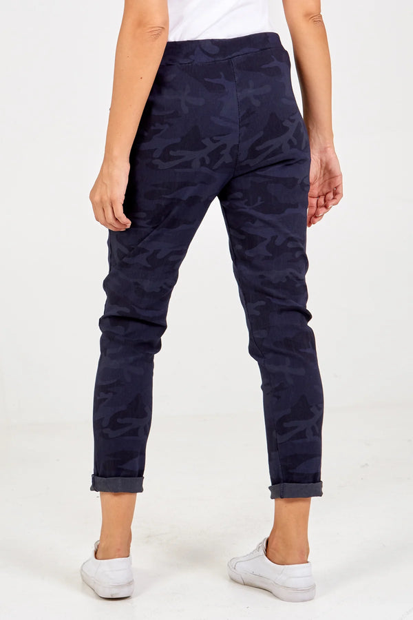 Magic Trousers | Camo Print Navy