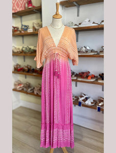 Boho Ombre Maxi Dress | Orange/Pink