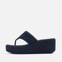 Fitflop|PLATFFORMS Denim Wedge Toe-Post Sandals