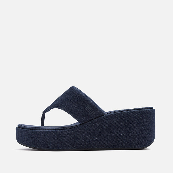 Fitflop|PLATFFORMS Denim Wedge Toe-Post Sandals
