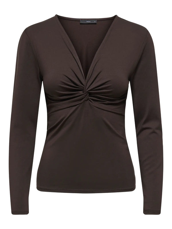 Onllone Life L/S Knot Detail Top | Chocolate
