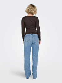 Onllone Life L/S Knot Detail Top | Chocolate
