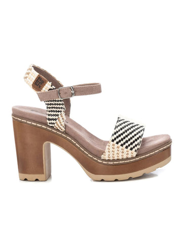 VEGAN Woven Platform Heel Sandal | 718000 | Taupe